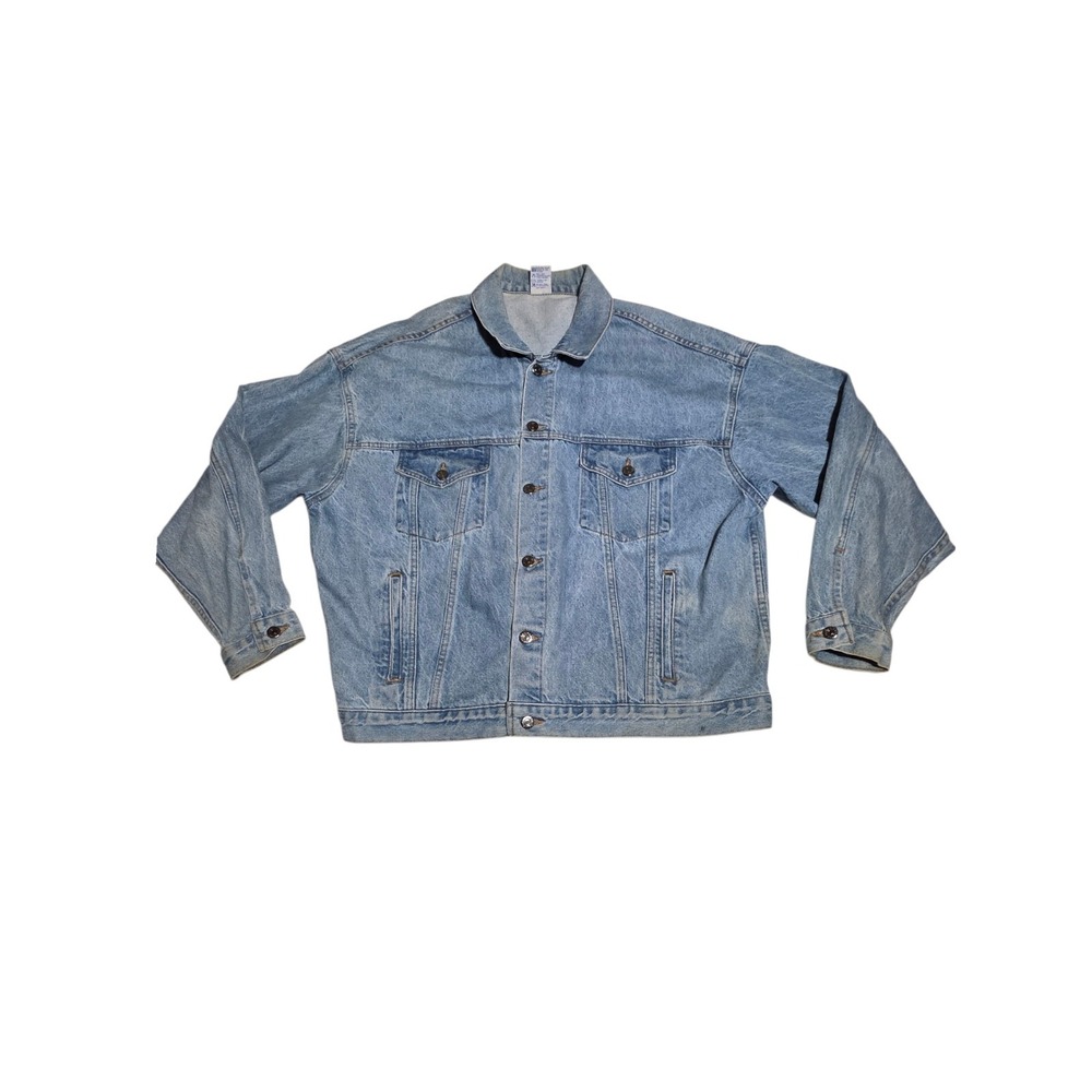 Dodge Ram Denim Trucker Jacket XL Made USA Vintage Embroidered Logo Jean Coat